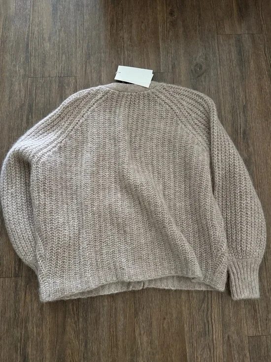 Sezane Bastille V-Neck Cardigan Sweater - Beige Small - Picture 2 of 3